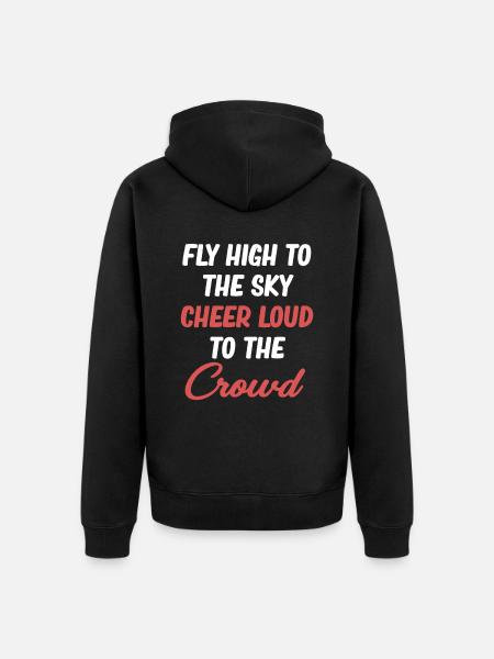 Flyv højt op i himlen, skyd højt mod - Premium økologisk unisex-hættejakke - sort