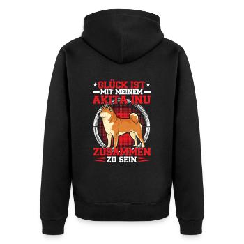 Bei meinem Akita Inu sein Japanischer Akita Inu - Unisex Premium Bio Zip Hoodie - Schwarz - Hinten - Nico (187cm)
