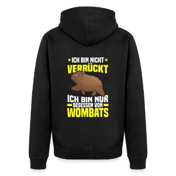 Wombat Marsupial Obsessed with Wombat - Unisex Premium Organic Zip Hoodie - black - Back - Nico (187cm)