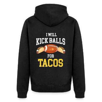 Coups de pied dans les ballons pour les tacos Football Kicker Quarterback - Veste à capuche bio Premium Unisexe - noir - Dos - Nico (187cm)