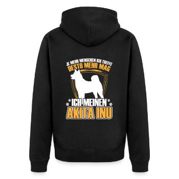 Akita Inu more like Japanese Akita Inu - Unisex Premium Organic Zip Hoodie - black - Back - Nico (187cm)