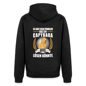 Capybara solves problems South America Capybara - Unisex Premium Organic Zip Hoodie - black - Back - Nico (187cm)