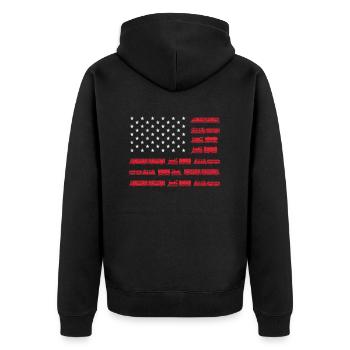 USA Flag Train Trains Hobby Train Spotter - Unisex Premium Organic Zip Hoodie - black - Back - Nico (187cm)