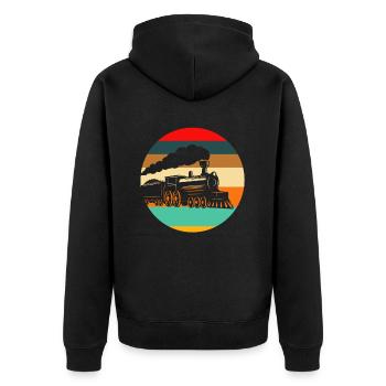 Retro Train Trains Train Spotter - Unisex Premium Organic Zip Hoodie - black - Back - Nico (187cm)