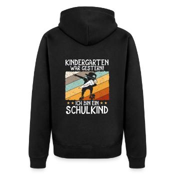 Ich bin ein Schulkind Noah Einschulung - Unisex Premium Bio Zip Hoodie - Schwarz - Hinten - Nico (187cm)