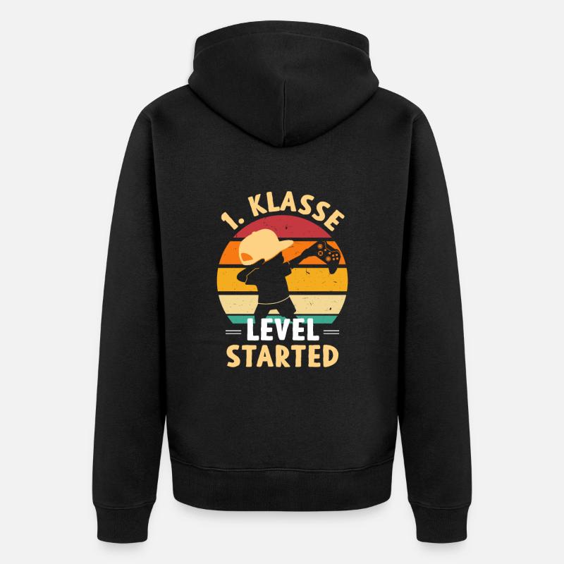 1st Class Level Started - Unisex Premium Organic Zip Hoodie - black