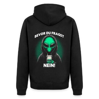 Avant de poser la question : Non - Veste à capuche bio Premium Unisexe - noir - Dos - Nico (187cm)