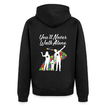 Autism - Unisex Premium Organic Zip Hoodie - black - Back - Nico (187cm)