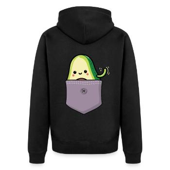 Avocado Guacamole Vegan Geschenk - Unisex Premium Bio Zip Hoodie - Schwarz - Hinten - Nico (187cm)