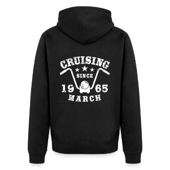 Cruising Biker Geburtstag März 1965 Motorrad - Unisex Premium Bio Zip Hoodie - Schwarz - Hinten - Nico (187cm)
