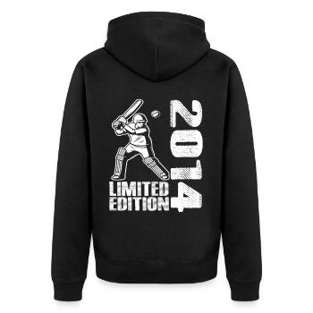 Limited Edition 2014 Limited Edition Cricket - Unisex Premium Bio Zip Hoodie - Schwarz - Hinten - Nico (187cm)