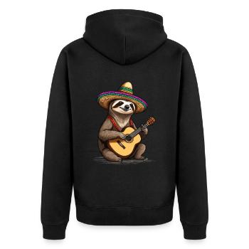 Sloth Mariachi Mexico Fiesta Music Fun - Unisex Premium Organic Zip Hoodie - black - Back - Nico (187cm)