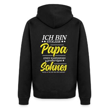 Proud Dad T-Shirt Gift from Son - Unisex Premium Organic Zip Hoodie - black - Back - Nico (187cm)