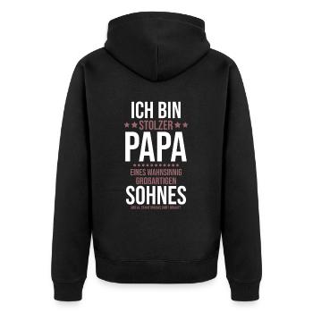 Proud Dad T-Shirt Gift from Son - Unisex Premium Organic Zip Hoodie - black - Back - Nico (187cm)