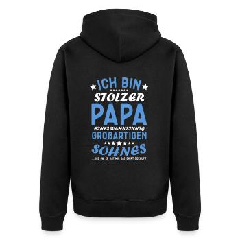 Proud Dad T-Shirt Gift from Son - Unisex Premium Organic Zip Hoodie - black - Back - Nico (187cm)