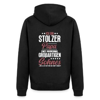 Proud Dad T-Shirt Gift from Son - Unisex Premium Organic Zip Hoodie - black - Back - Nico (187cm)