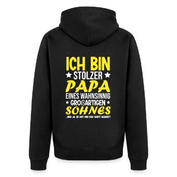 Proud Dad T-Shirt Gift from Son - Unisex Premium Organic Zip Hoodie - black - Back - Nico (187cm)