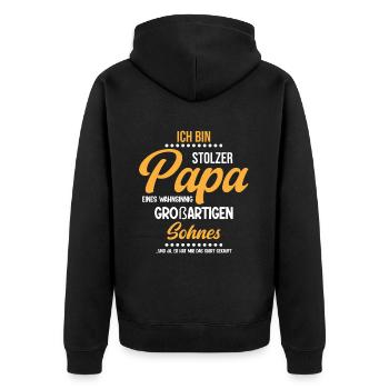 Proud Dad T-Shirt Gift from Son - Unisex Premium Organic Zip Hoodie - black - Back - Nico (187cm)