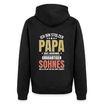 Proud Dad T-Shirt Gift from Son - Unisex Premium Organic Zip Hoodie - black - Back - Nico (187cm)