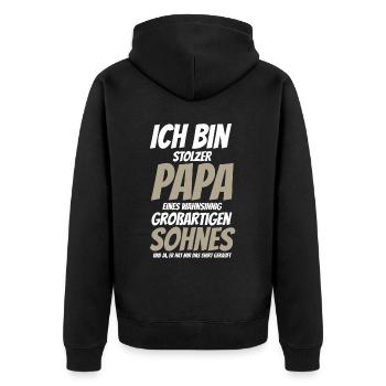Proud Dad T-Shirt Gift from Son - Unisex Premium Organic Zip Hoodie - black - Back - Nico (187cm)