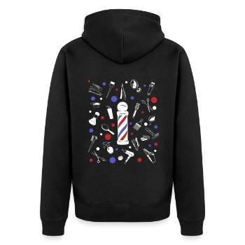 Chemise de coiffeur L’élégance à chaque coupe - Veste à capuche bio Premium Unisexe - noir - Dos - Nico (187cm)