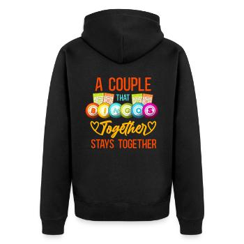 Bingo Joueur Couple Petite amie - Veste à capuche bio Premium Unisexe - noir - Dos - Nico (187cm)