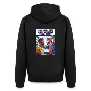 Street Basketball Was Refs bei Trash Talk - Unisex Premium Bio Zip Hoodie - Schwarz - Hinten - Nico (187cm)