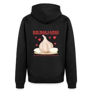 Knoblauch Knoblauchzehen Geschenk - Unisex Premium Bio Zip Hoodie - Schwarz - Hinten - Nico (187cm)