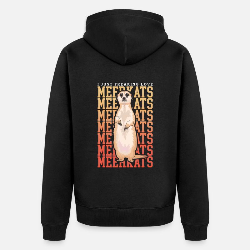 Erdmännchen Cooles Erdmännchen Geschenk - Unisex Premium Bio Zip Hoodie - Schwarz