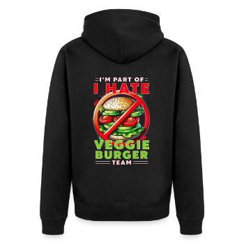 I'm Part Of I Hate Veggie Burger Team - Unisex Premium Bio Zip Hoodie - Schwarz - Hinten - Nico (187cm)