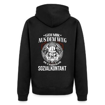 Wikinger Tshirt Viking Valhalla Walhalla Gott Odin - Unisex Premium Bio Zip Hoodie - Schwarz - Hinten - Nico (187cm)