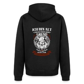 Wikinger Tshirt Viking Valhalla Walhalla Gott Odin - Unisex Premium Bio Zip Hoodie - Schwarz - Hinten - Nico (187cm)