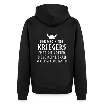 Wikinger Tshirt Viking Valhalla Walhalla Gott Odin - Unisex Premium Bio Zip Hoodie - Schwarz - Hinten - Nico (187cm)