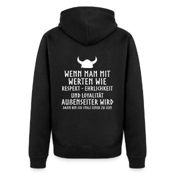 Viking Tshirt Viking Valhalla Valhalla God Odin - Unisex Premium Organic Zip Hoodie - black - Back - Nico (187cm)