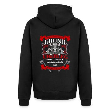 Wikinger Tshirt Viking Valhalla Walhalla Gott Odin - Unisex Premium Bio Zip Hoodie - Schwarz - Hinten - Nico (187cm)