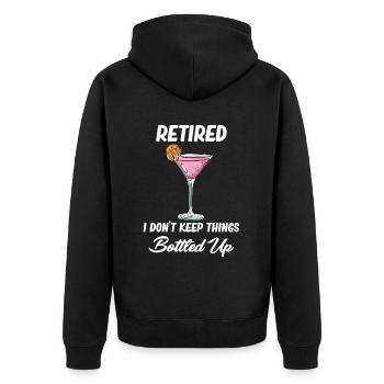 Im Ruhestand Hält Ich Die Dinge Nicht In - Unisex Premium Bio Zip Hoodie - Schwarz - Hinten - Nico (187cm)