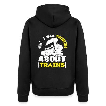 Train Trains Hobby Train Spotter Train Driver - Unisex Premium Organic Zip Hoodie - black - Back - Nico (187cm)