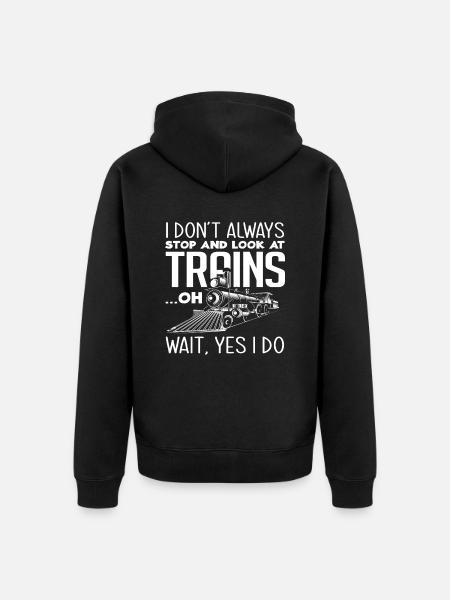 Train Trains Hobby Train Spotter - Unisex Premium Organic Zip Hoodie - black
