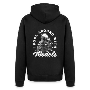 Train Trains Model Train Railway - Unisex Premium Organic Zip Hoodie - black - Back - Nico (187cm)