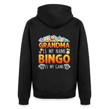 Joueur de bingo Grand-mère Grand-mère est mon - Veste à capuche bio Premium Unisexe - noir - Dos - Nico (187cm)