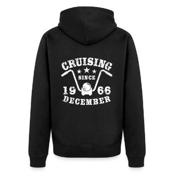 Cruising Biker Geburtstag Dezember 1966 Motorrad - Unisex Premium Bio Zip Hoodie - Schwarz - Hinten - Nico (187cm)
