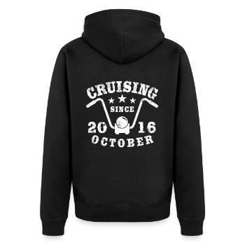 Cruising Biker Birthday October 2016 Motorcycle - Unisex Premium Organic Zip Hoodie - black - Back - Nico (187cm)