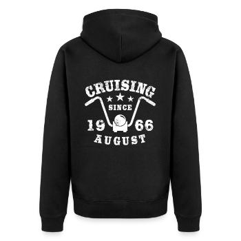 Cruising Biker Geburtstag August 1966 Motorrad - Unisex Premium Bio Zip Hoodie - Schwarz - Hinten - Nico (187cm)