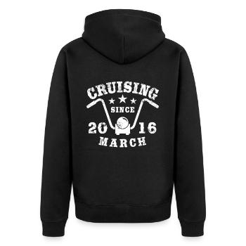 Cruising Biker Birthday March 2016 Motorcycle - Unisex Premium Organic Zip Hoodie - black - Back - Nico (187cm)