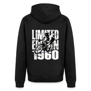 Édition limitée des années 1960 édition limitée anniversaire - Veste à capuche bio Premium Unisexe - noir - Dos - Nico (187cm)
