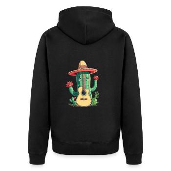 Kaktus Mexikanischer Mariachi Gitarrist Musiker - Unisex Premium Bio Zip Hoodie - Schwarz - Hinten - Nico (187cm)