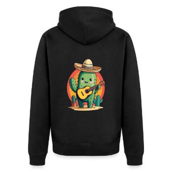 Cactus Mexican Mariachi Guitarist Music - Unisex Premium Organic Zip Hoodie - black - Back - Nico (187cm)