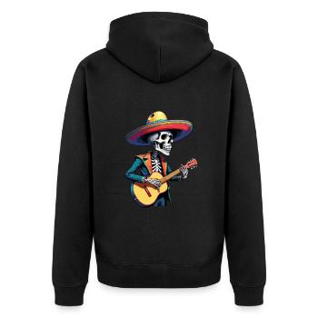 Mexican Mariachi Skeleton Guitarist Fiesta - Unisex Premium Organic Zip Hoodie - black - Back - Nico (187cm)
