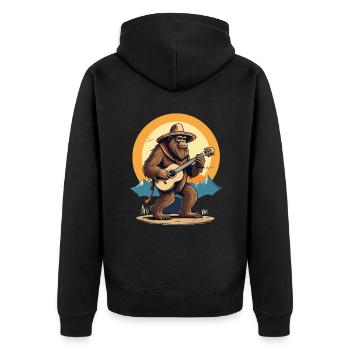Bigfoot Mexican Mariachi Guitar Fun - Unisex Premium Organic Zip Hoodie - black - Back - Nico (187cm)