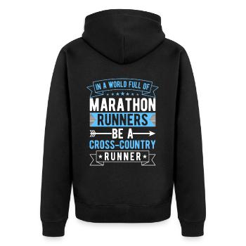 Cross Country Runner Design - XC Coach - Running - Unisex Premium Organic Zip Hoodie - black - Back - Nico (187cm)